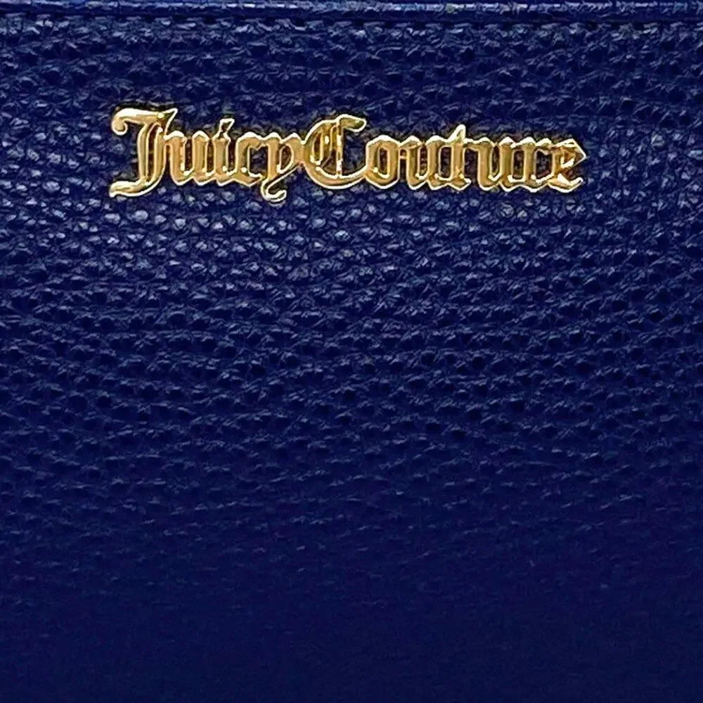 JUICY COUTURE Large Navy Blue Wristlet Clutch Purse ~ NWOT ~ Gold Emblem